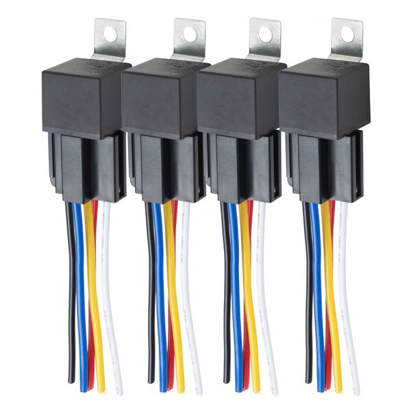Main product image for 4-Pack 5-Pin Waterproof Relays 40A with Wiring Harness and Metal Mounting Bracket330-086